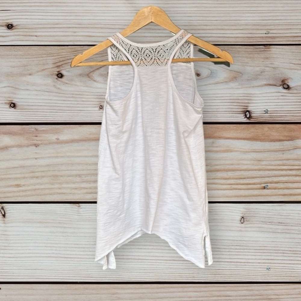 Old Navy Girls White Heathered Lace Racerback Tank Top L (10–12)